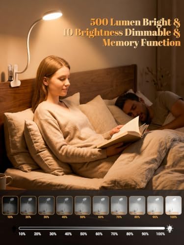 Clip on Light,10 Colors RGB Desk Lamp with Clamp,10 Dimmable Reading Lamp