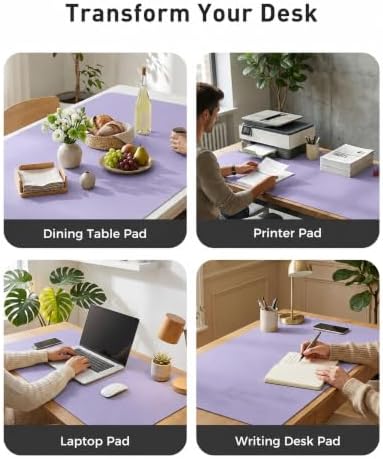 Aothia Faux Leather Desk Mat Mouse Pad, 63" x 17", Light Purple