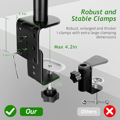 Mic Boom Arm, Adjustable Height Overhead Microphone Stand with Heightened Extension Riser for Shure SM7B Blue Yeti HyperX QuadCast S and other Mic