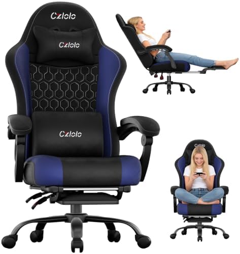 Czlolo Fabric Big and Tall Gaming Chair with Extended Footrest