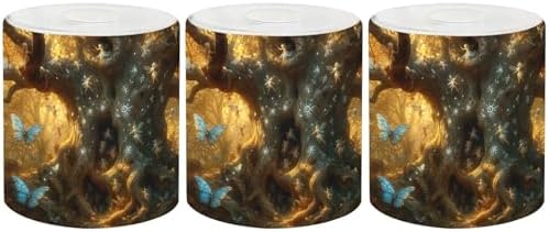 3 Pack Cylinder Glass Lamp Shade Ancient Oak Mystical Runes Arthur Rackham Style Covers with 1-5/8" Fitter Opening Light Fixture Replacement for Table Lamp Bathroom Vanity Light