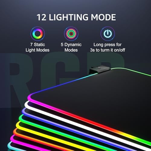 KTRIO RGB Large Gaming Mouse Pad, 31.5 x 15.7 in, RGB Black, XXL