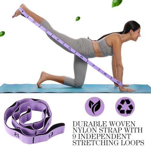 Seenelling 6 Pcs Muscle Foam Roller Set Massage Ball Stick Strap, Purple