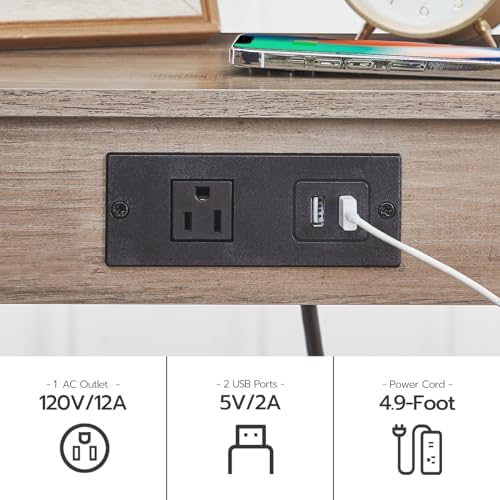 HOOBRO Side Tables Set of 2 with Charging Station, 2-Tier Small End Tables
