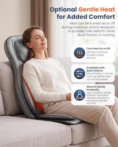 COMFIER Shiatsu Neck and Back Massager with Heat, Adjustable Neck Nodes
