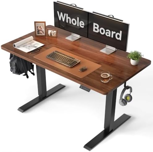 CubiCubi 48 x 24 One-Piece Electric Adjustable Standing Desk, Black Walnut