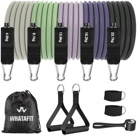 WHATAFIT Resistance Bands with Handles, 150 lb Exercise Bands Set