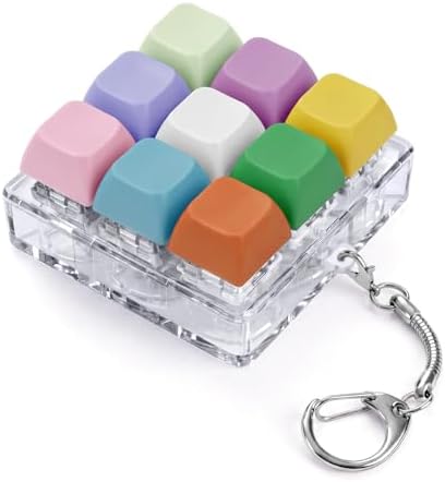 Keyboard Fidget Toy, Creamy Fidget Clicker Keyboard Fidget Keychain, Button Fidget Gifts for Adults, Boost Focus & Ease Anxiety Anywhere — Perfect Stress-Relief Gift (3×3 Grid Layout A)