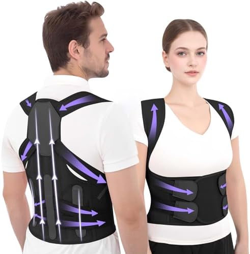 Posture Corrector for Women and Men Back Brace Straightener Pain Relief Back Support Lightweight Adjustable Hump Scoliosis Traction Correction Helps Reduce Upper Hunchback Slouching Kyphosis Black XX-Large
