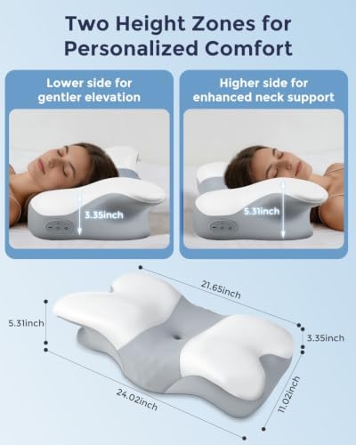 Cervical Neck Pillow for Sleeping, Heating Vibrating Neck Support Pillow