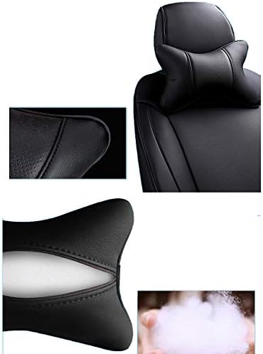 2 Packs Car Neck Pillows, Dual-Side PU Leather Car Headrest with Fiber Filling, Universal Soft Neck Support Pillow for Car, Home & Office (Black)