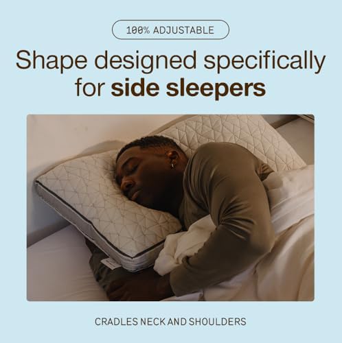 Coop Home Goods Eden Cut-Out Bed Pillow for Side Sleepers, Queen Size, Adjustable Medium Soft Memory Foam Cooling Pillow with Ergonomic Shoulder Cut-Out, CertiPUR-US/GREENGUARD Gold