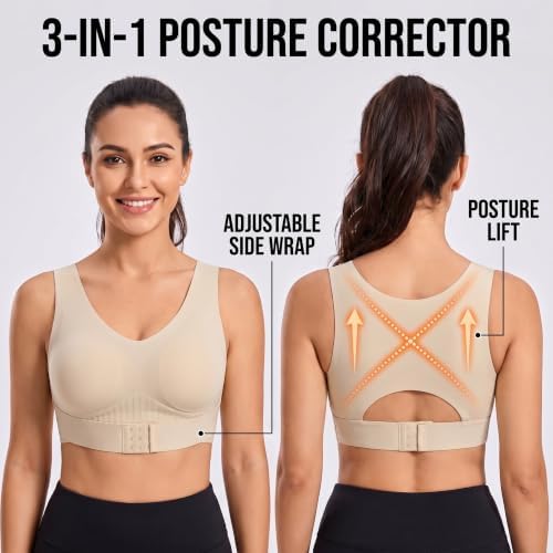 Posture Corrector Bra for Women Wireless Back Support Plus Size Sports Bra