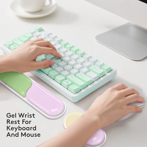 Keyboard and Mouse Wrist Rest Pad, Soft Gel Wrist Support Pad with Non-Slip Base, Upgrade Ergonomic Wrist Rest Support Set for Office Gaming, Pink Green Orange