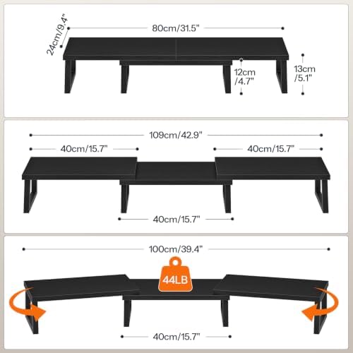 HOOBRO Dual Monitor Stand Riser, Computer Monitor Stand for PC, Black