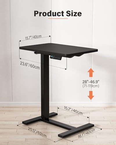 FiCiHi 24 Inch Small Electric Standing Desk, Adjustable Mobile Laptop Desk