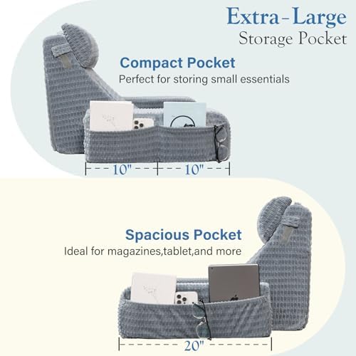 Reading Pillow for Bed Sitting Up with Large Pockets,Modern Style