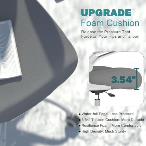 Mimoglad Office Chair, High Back Ergonomic Desk Chair with Adjustable Lumbar Support and Headrest, with flip-up Armrests for Guitar Playing, 5 Years Warranty (Modern, Grey/Gray)