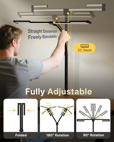 ONEMIX LED Desk Lamp with Clamp, 42-Inch 4-Panel Light for Dual Monitors