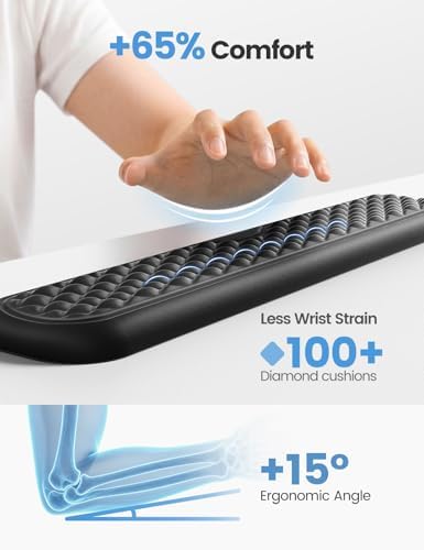 Vaydeer Keyboard Wrist Rest, Large Wrist Support Pad, Memory Foam Hand Rest for Desk, Ergonomic Computer Cushion Soft Laptop Typing, Office Gaming Palm Arm Carpal Tunnel Pain Relief(17.32inch, Black)