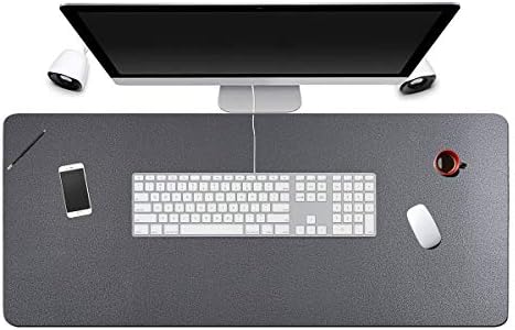 Desk Pad for Office Home 31" x 13",PU Leather Waterproof Large Desk Writing Mat Organizer,Multifunctional Ultra Thin Dual Use Desk Blotters Mouse Pad Protector … (Grey)