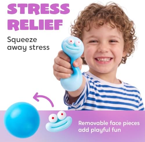 JOYIN 4 Pcs Funny Stress Relief Toys, Cute Face Squishy Stress Ball for Adults & Kids, Slow-Rising Fidget Sensory Toy, Soft Squeeze Toys, Birthday Gifts, Office Desk Decompression Toy, Party Favors