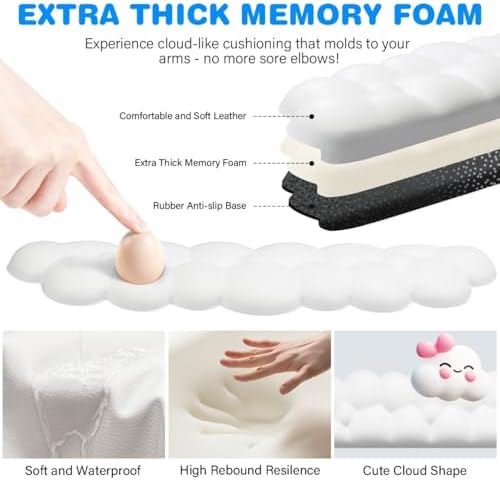 JIKIOU L-Shaped Desk Elbow Pad for Desk,Memory Foam Elbow Support Pad 2Pack