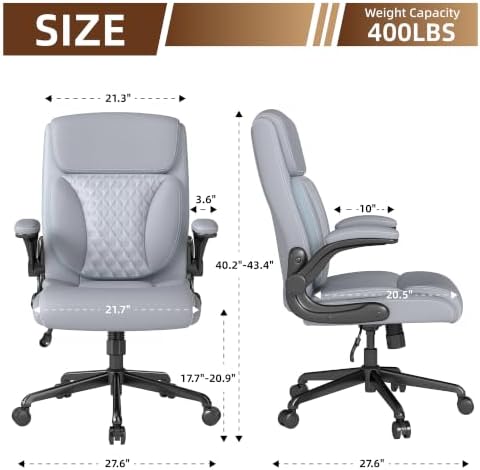 Youhauchair Executive Office Chair, Leather Computer Desk Chair, Grey