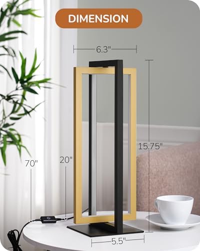 EDISHINE LED Table Lamp Set of 2, Modern Dimmable Nightstand Lamps, Gold