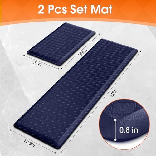 TranquilRelax 4/5 Inch Cushioned Anti Fatigue Kitchen Mats for Floor, Blue