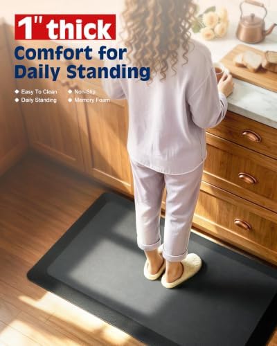 FEATOL 1 Inch Extra Thick Anti-Fatigue Mat for Standing Desk & Kitchen