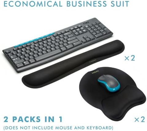 VAGAU Premium Keyboard Wrist Rest and Mouse Pad Wrist Support for 2 Pack