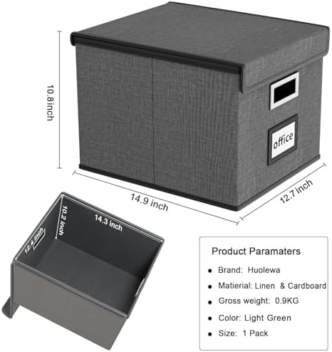 File Organizer Box with Lids, Collapsible File Folder Organizer
