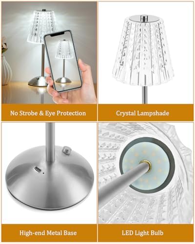 Nusogon 4 Pack Rechargeable Cordless Table Lamp, Touch Control Desk Lamp
