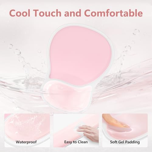 AKIT Ergonomic Gel Mouse Pad and Keyboard Wrist Rest, Non-Slip, Pink
