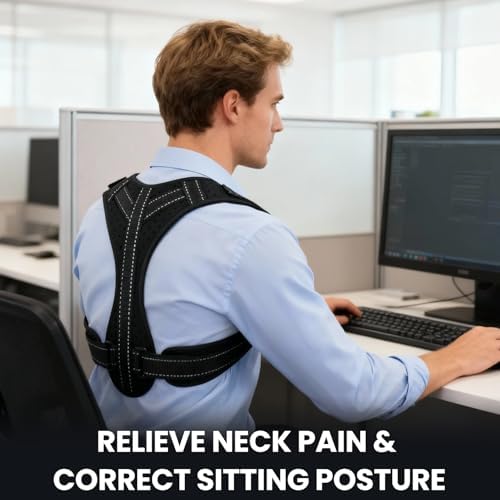 Posture Corrector for Men and Women, Adjustable Back Brace Upper Spine Straightener, Breathable Shoulder, Neck, Clavicle & Back Support, Relieve Slouching, Hunching, and Back Pain, XL