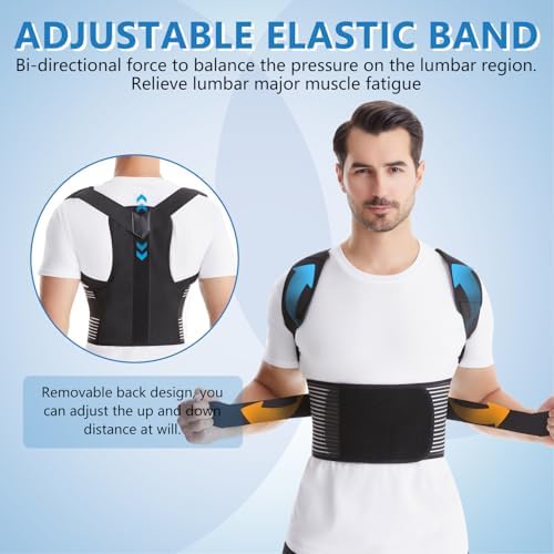 Back Brace Posture Corrector for Women & Men, Shoulder Straightener， Improve Posture Lumbar， Adjustable Full Back Support， Hunchback Correction, Upper and Lower Back Pain Relief, Scoliosis, Spine Corrector (X-Large)