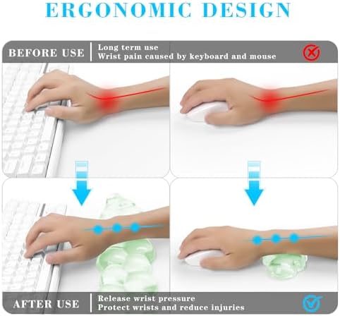 Gel Cloud Keyboard and Mouse Wrist Rest, Cute Wrist Support and Arm Support Keyboard Rest for Keyboard and Mouse Typing Pain Relief，Suitable for Office/Computer/Laptop/Gaming （Green）