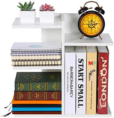 PAG-Mass Desktop Bookshelf Freestanding Wooden Countertop Bookcase Accessories Organizer Display Rack Dorm Desk Storage Shelf