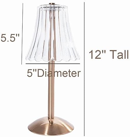 HEQET Cordless Table Lamps for Home,Table,Dining Room, Gold Rechargeable Lamps, USB Charge 12'' Tall LED Brass Portable Outdoor Indoor Table Lamp with Built-in Dimmer (Champagne Gold)