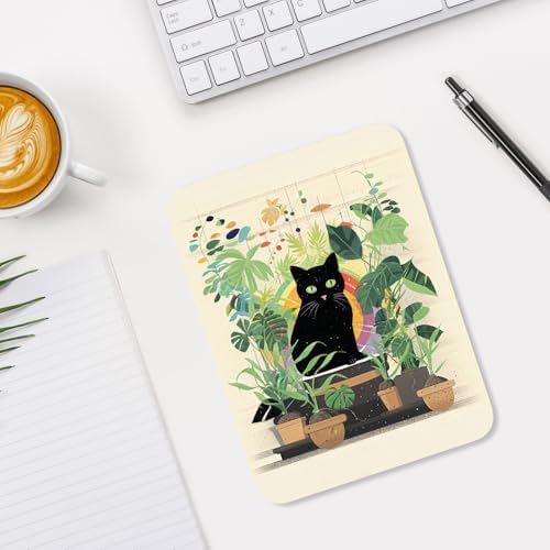 Small Mouse Pad, Mini Mouse Pad 6 x 8 Inch, Thick Rubber Waterproof Mouse Mat, Cute Mousepad for Women Men Wireless Mouse Laptops Home Office, Cat on Flowerpot