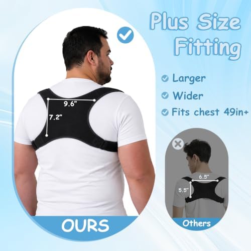 Extra Large Posture Corrector for Women & Men Plus Size, Black, 5XL