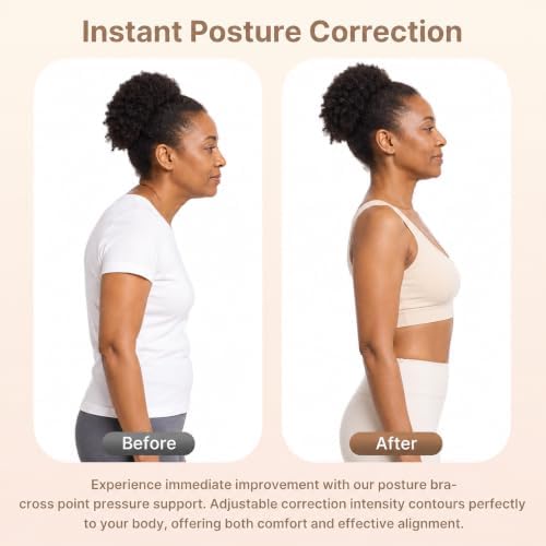 Posture Corrector Bra for Women, Back Support Front Closure Wireless Bra
