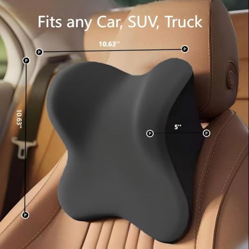 2 Pack Car Headrest Pillow for Neck Support, Soft Car Neck Pillow for Driving with Adjustable Strap and Removable Cover, Universal Fit Headrest Car Pillow