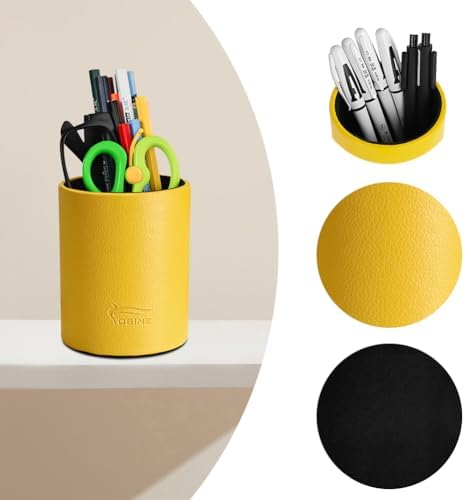 Pen Pencil Holder Cup Container PU Leather Desk Organizer Stand Decor Brush Scissor Holder Decoration Office Desk Home School