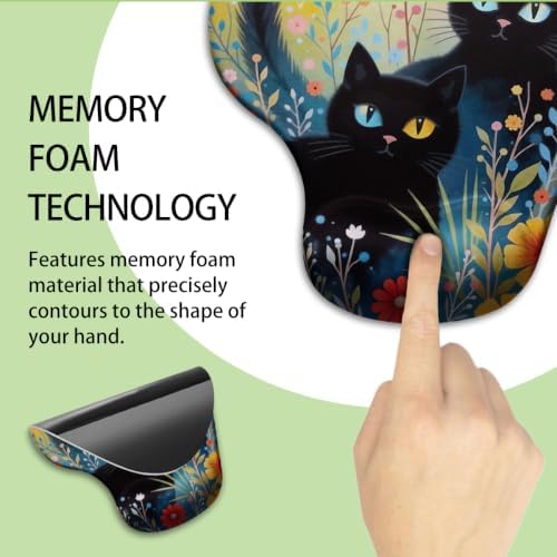 iRudyard 2Pcs Rubber Coasters Washable Mouse Pad Wrist Support Pu Black Cat