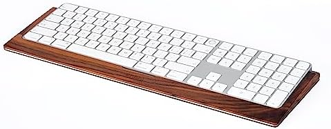 SAMDI Apple iMac Stand Base, Stainless Steel/Wooden Keyboard Tray - Magic Keyboard Mounting Platform - Black Walnut