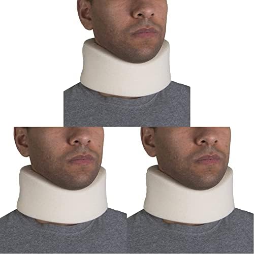 OTC Cervical Collar, Soft Contour Foam, Neck Support Brace, White Narrow 2.5" Depth, Large (Pack of 3)