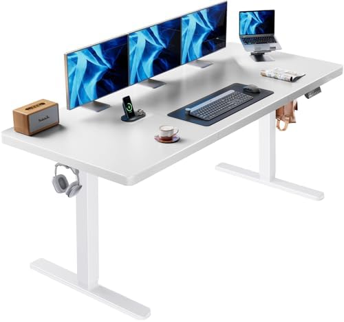 HUANUO 71 x 35 Inch Large Electric Standing Desk, Brushless Motor, White