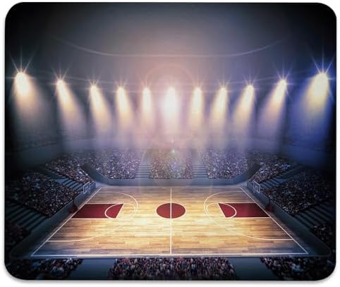 Crowded Basketball Arena Mouse Pad, Game Tournament Sport Design Desk Mat